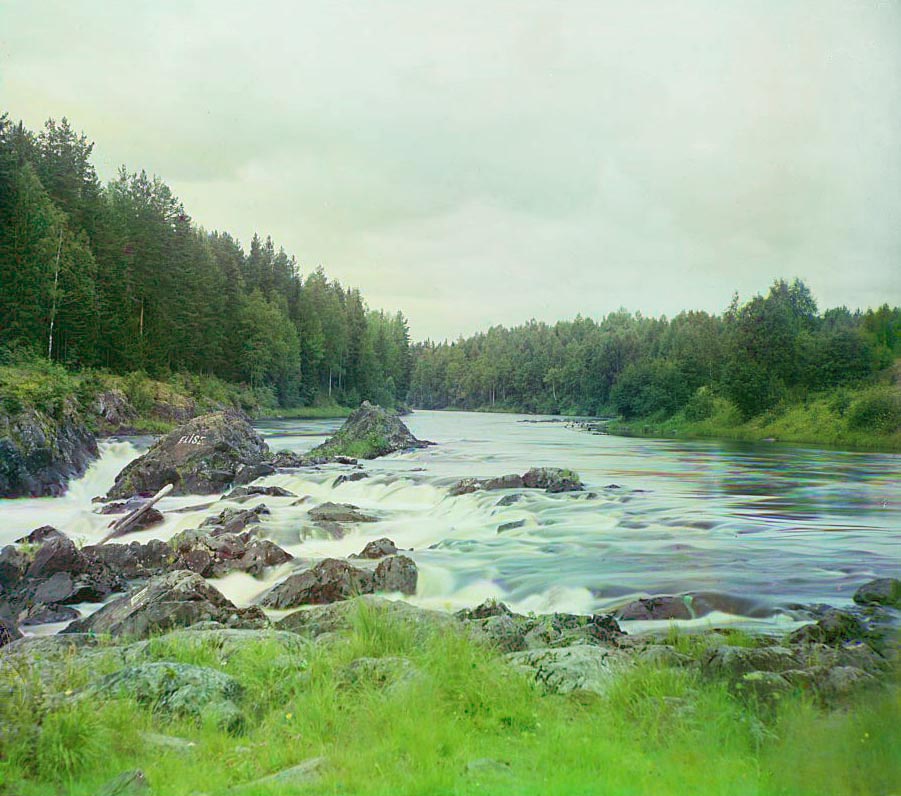 С. М. Прокудин-Горский. Река Суна перед водопадом Кивач. 1916 год