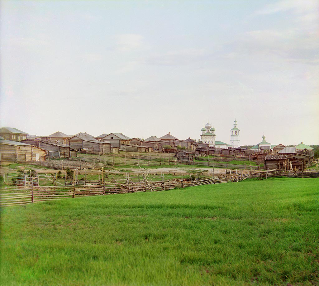 С. М. Прокудин-Горский. Общий вид на село Ныроб с севера. 1912 г., май.