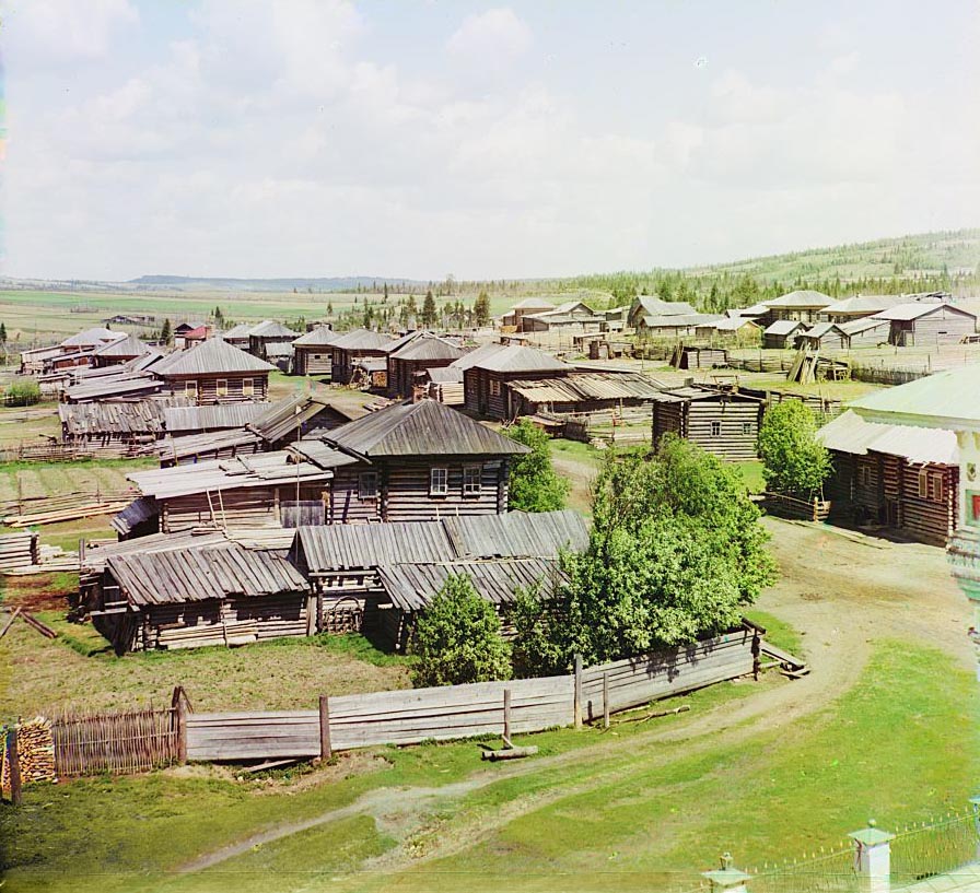 С. М. Прокудин-Горский. Северная часть села Ныроб. 1912 г., май.