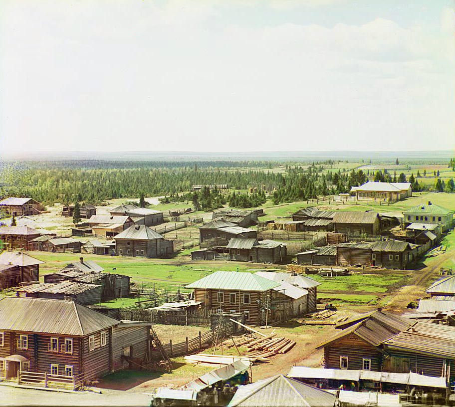 С. М. Прокудин-Горский. Западная часть села Ныроб. 1912 г. С. М. Прокудин-Горский. Западная часть села Ныроб. 1912 г.