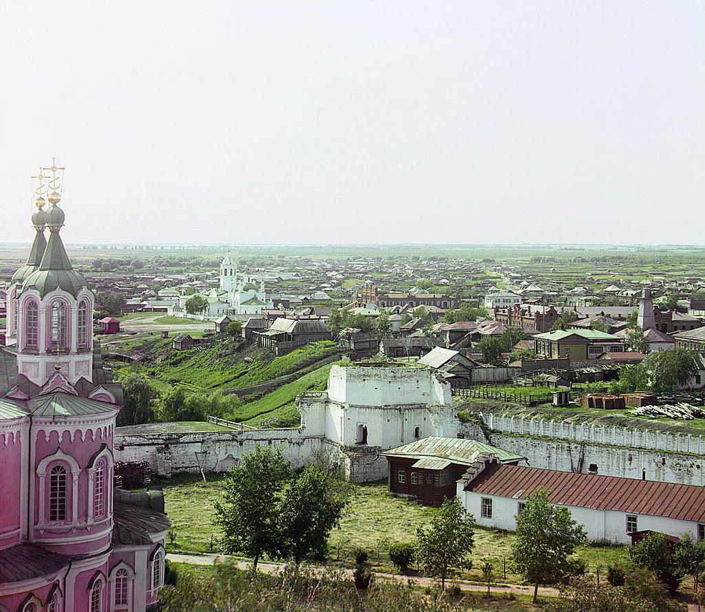 С. М. Прокудин-Горский. Город Далматов. Вид на западную часть с колокольни монастыря. 1912 год